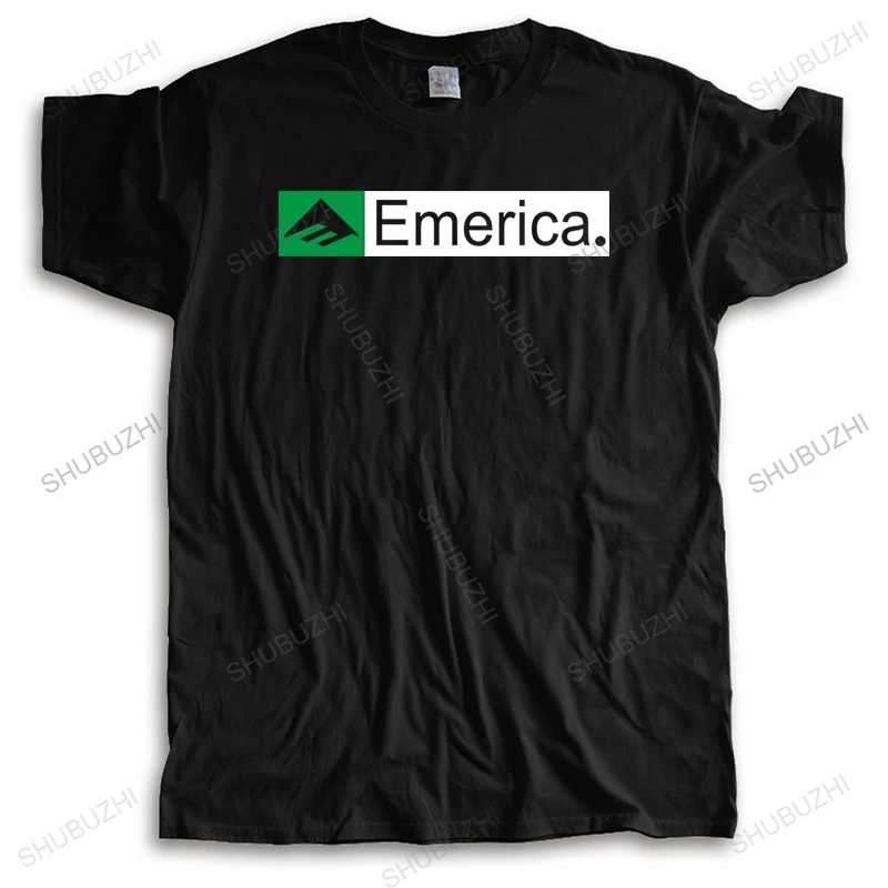 Cotton Tshirt mens summer Tops Emerica - Skateboard Vinatge Mens Shirt Black White summer fashion t-shirt men High Quality tops