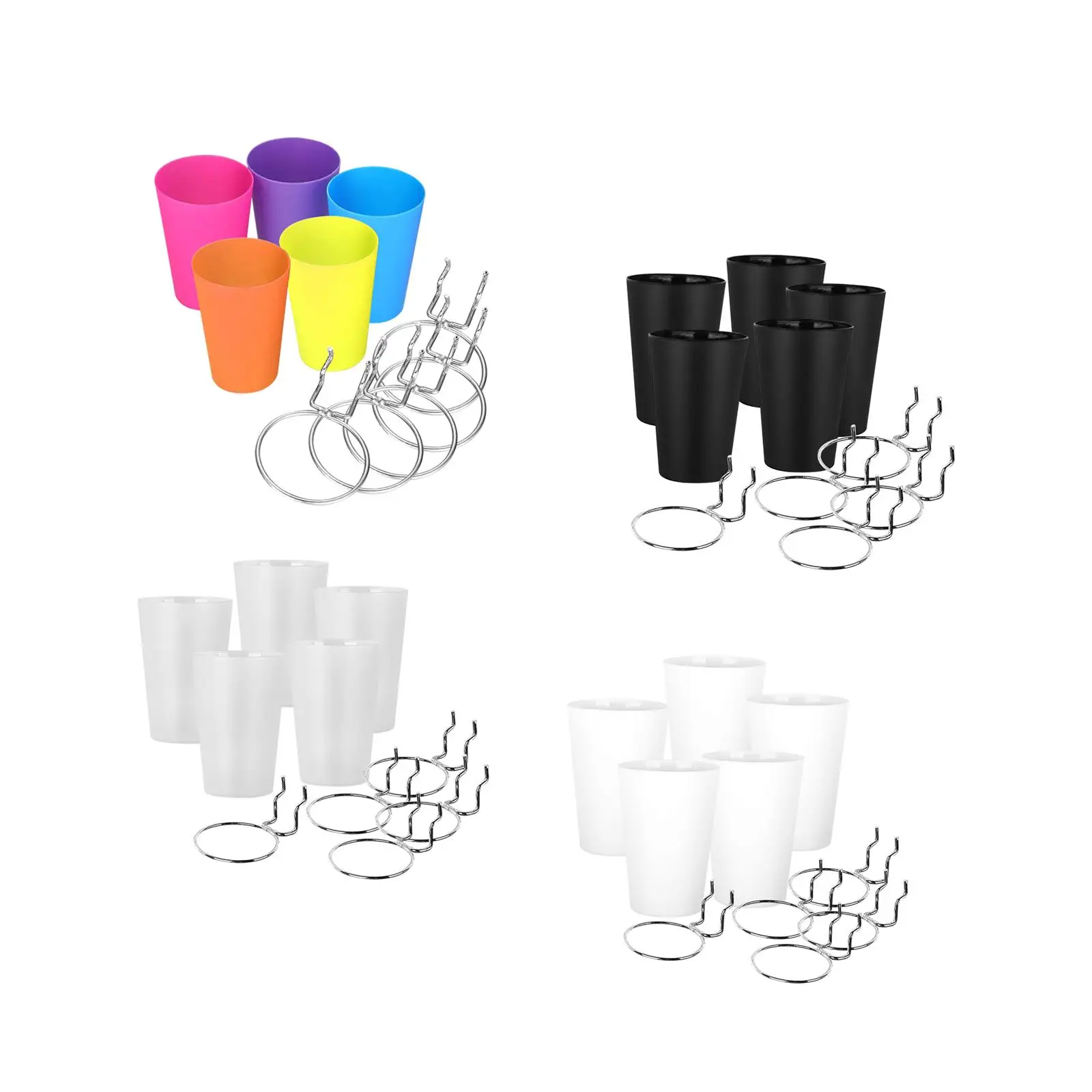 

5 Pieces Pegboard Cups with Rings Pegboard Bins with Hooks,Ring Style Pegboard Hooks,Accessories, , Organizer Baskets