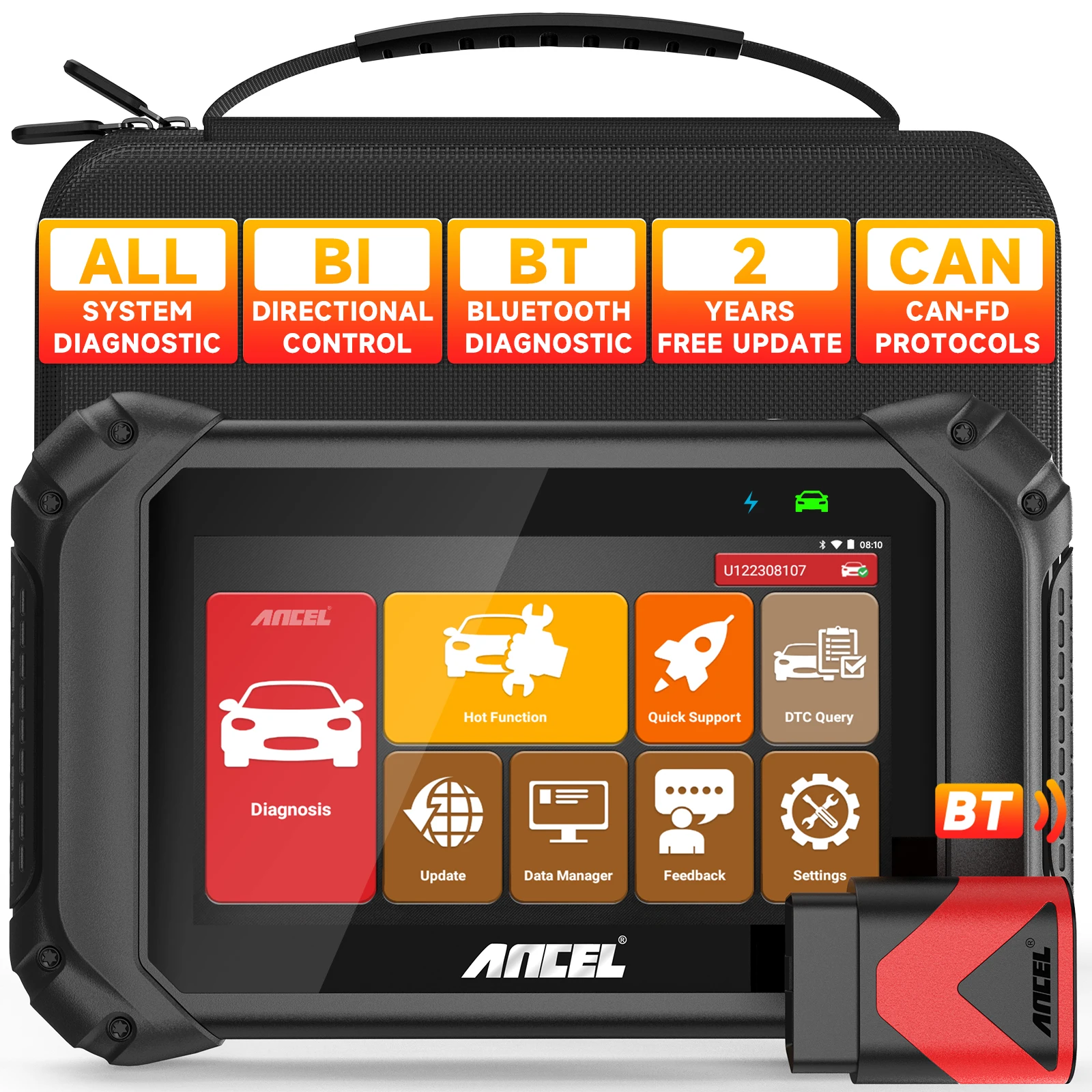 

ANCEL V5 BT OBD2 Scanner Professional Full System Oil D-PF Regen EPB TPMS Reset Injector Coding Passenger Car Diagnostic Tool