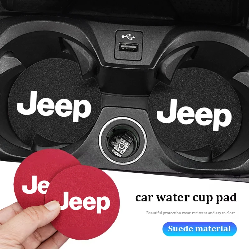 2 قطعة سيارة الجلد المدبوغ وسادة أكواب الماء المضادة للانزلاق كوستر اكسسوارات ل جيب جراند شيروكي رانجلر JK المصارع البوصلة رينيجيد باتريوت