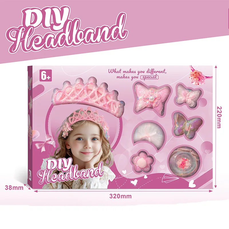 DIY kinderhaaraccessoires set Prinses hoofdtooi haarband bang clip maken materiaal tas speelgoed,