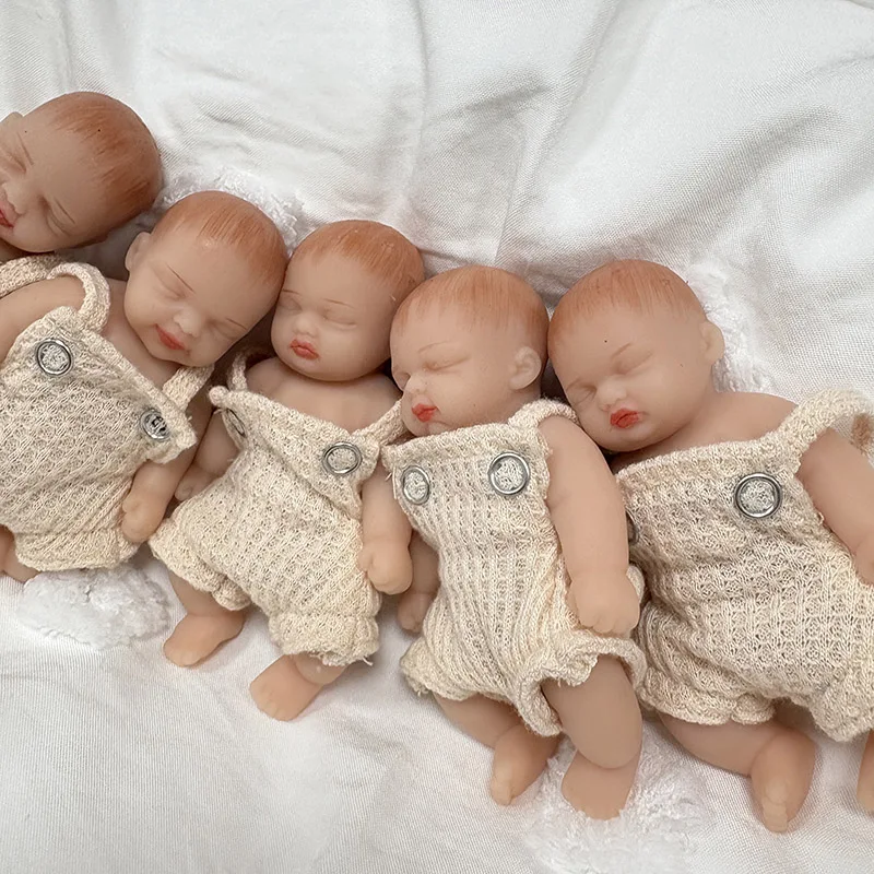 4 inch 5pcs/set Cute Full Body Silicone Baby Dolls  Lifelike Soft Silicone Mini Doll Birthday Xmas Gifts