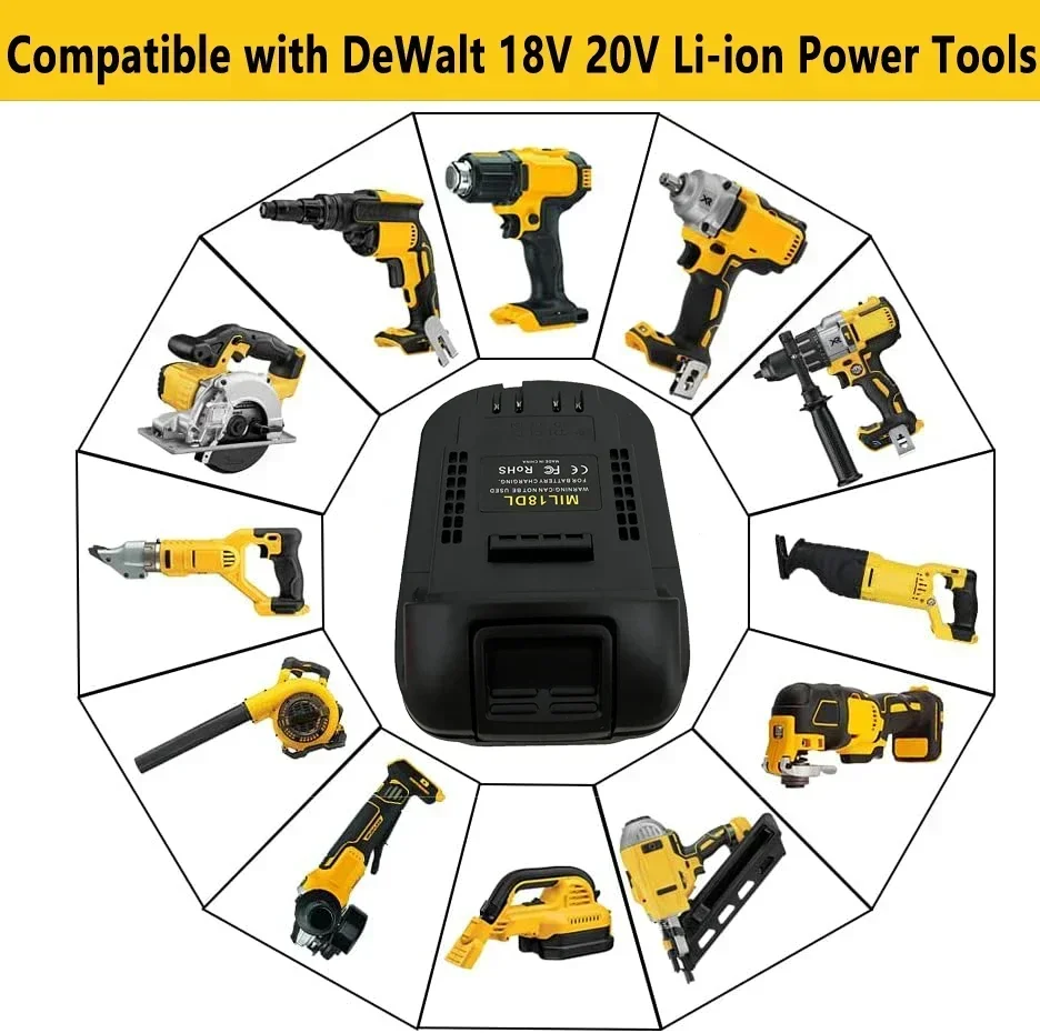 Imagem -05 - Adaptador de Bateria Mil18dl Conversor para Bateria de Íon-lítio Milwaukee 18v Conversor para Ferramentas Elétricas de Bateria de Íon-lítio Dewalt 18v 20v