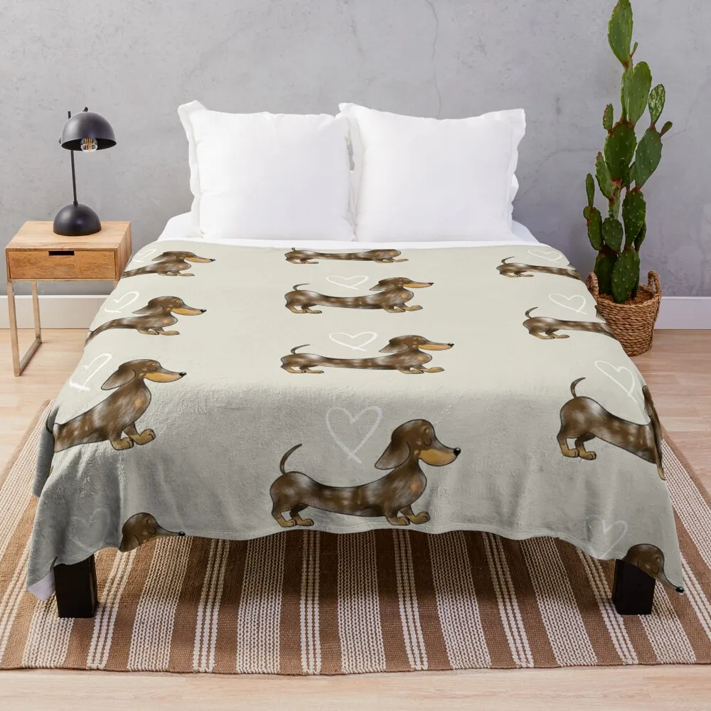 Dachshund Chocolate and Tan Dapple Smooth Hair Sausage Dog Throw Blanket Extra Large Throw Quilt Blankets For Bed Blankets