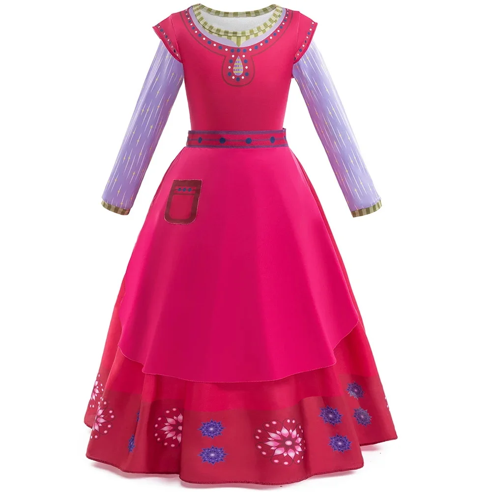 Children Girls Carnival Halloween Costume Kids Princess Dress+Necklace Accessories For Birthday Mardi Gras 3 To 15 Years Outfits