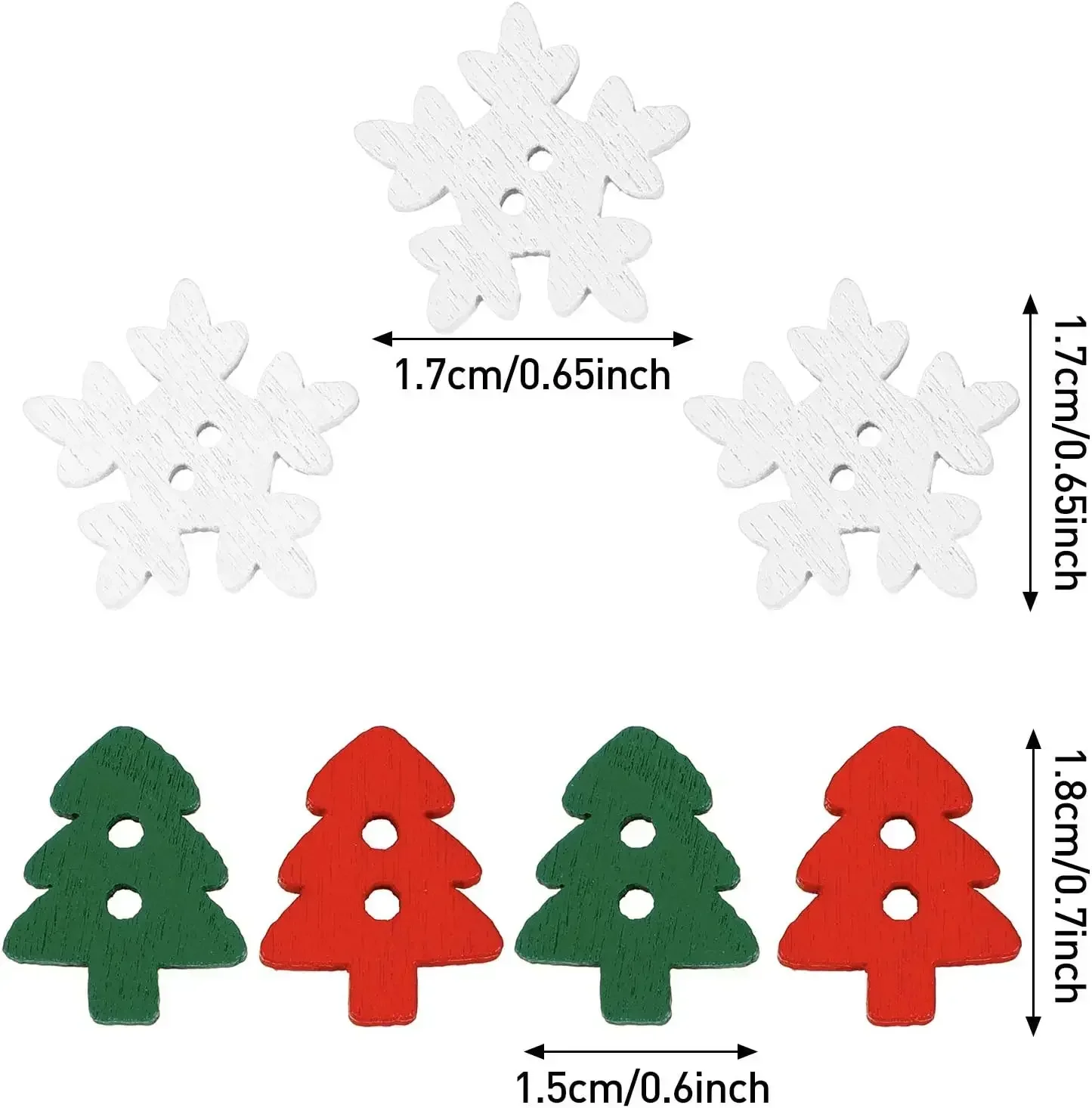 Bottoni in legno dipinti di Natale Ornamenti con 2 fori Abbigliamento decorativo Cucito Claus Fiocco di neve Fette ritagliate Artigianato fai-da-te