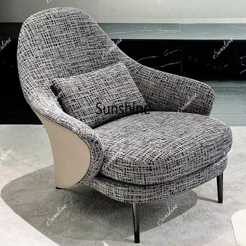 Italian minimalist sofa chair, light luxury negotiation chair, light luxury fabric leisure chair