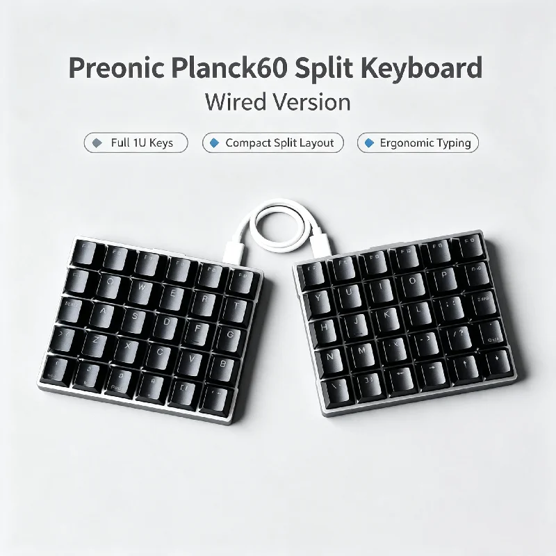 X.tip Preonic Planck60 Wired Split Mechanical Keyboard Kit Aluminum Bottom Qmk/vial Hot Pluggable 5x6 All 1u Orthogonal Keyboard