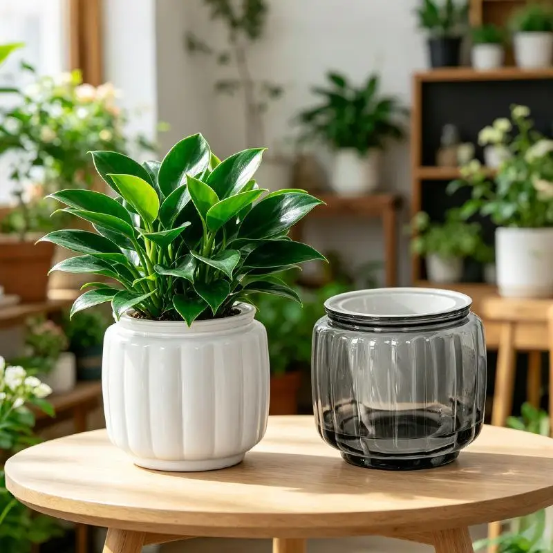 Self Watering Plant Pot, Transparent Visible Water Level Planter with Sturdy Easy-Clean Build for Home Office Windowsill Desk
