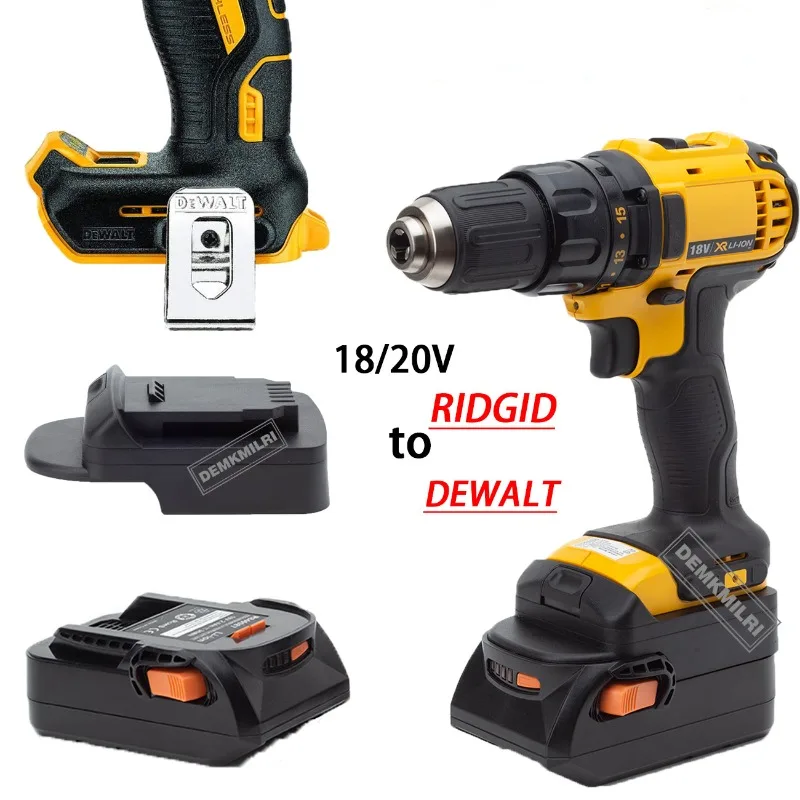 ตัวแปลงแบตเตอรี่เครื่องมือสำหรับ AEG ridgid TO DeWalt ตัวแปลงแบตเตอรี่ Li-ion 18V 20V Bor listrik เครื่องมืออุปกรณ์เสริม (ไม่รวมแบตเตอรี่)