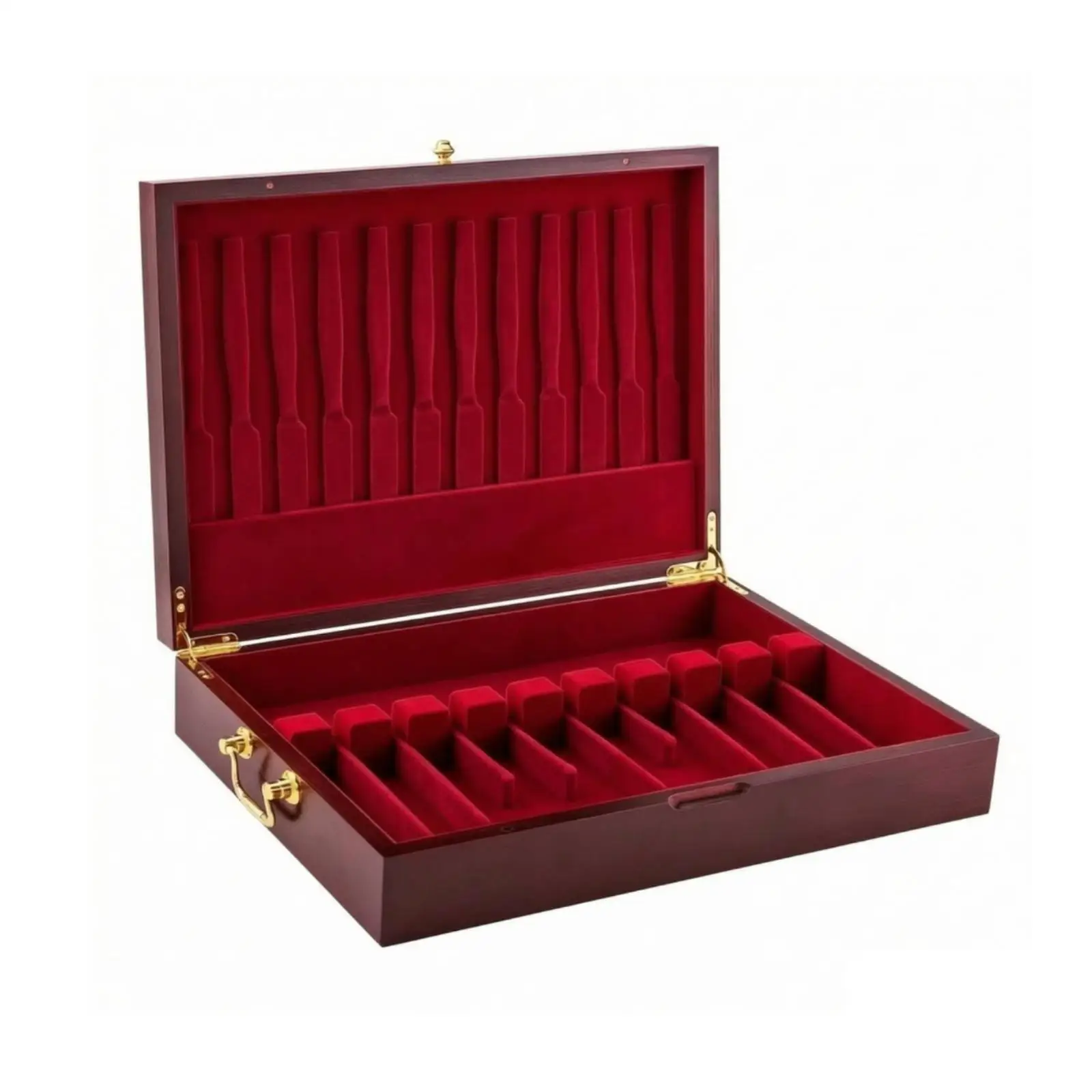 Silverware Chest with Velvet Velvet Lining Felt-Lined Silverware Chest with Lid