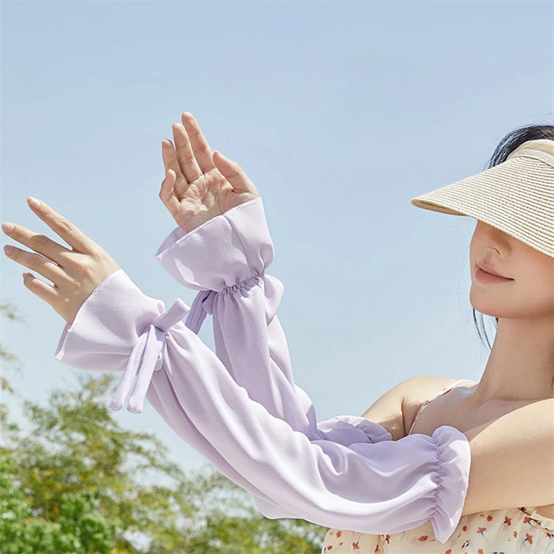 Chiffon Bow Sleeve Cover Women Sun Protection Ice Sleeve Summer Loose Arm Sleeves Solid Warmers Cover Fashion Accessories