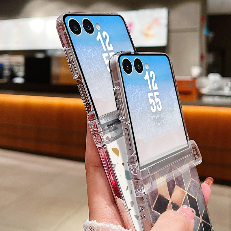Creativity Geometry Pattern Clear Phone Case For Samsung Galaxy Z Flip 7 FE 8 6 5 4 3 Flip7 Flip8 Folding Shockproof Hard Cover - view 5