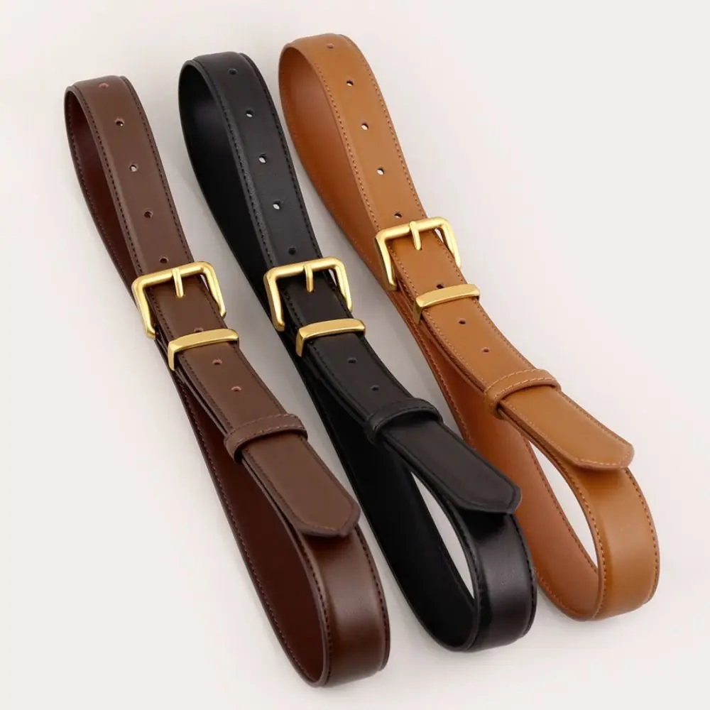 

Adjustable Fashion Leather Belt Adjustable Solid Color Women Belt Metal Buckle Thin Waistband Belt All-Match