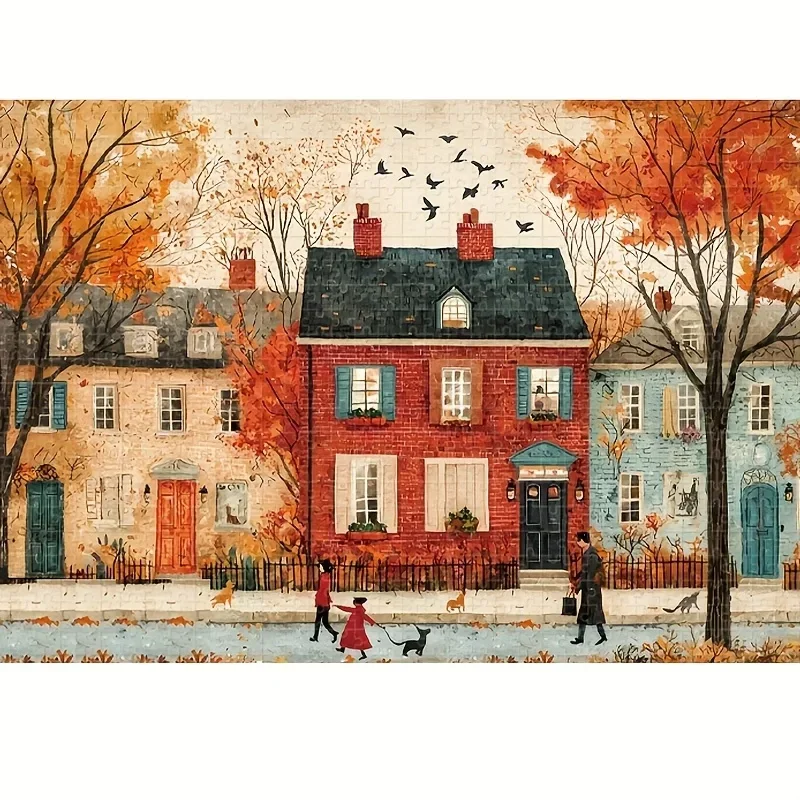 حقيبة 1000 قطع لغز الكبار 1000 قطعة بازل قطع 70x50 سنتيمتر الطفولة الخريف مشهد جدار الفن جامعي ، كرتون حقيبة لغز #5