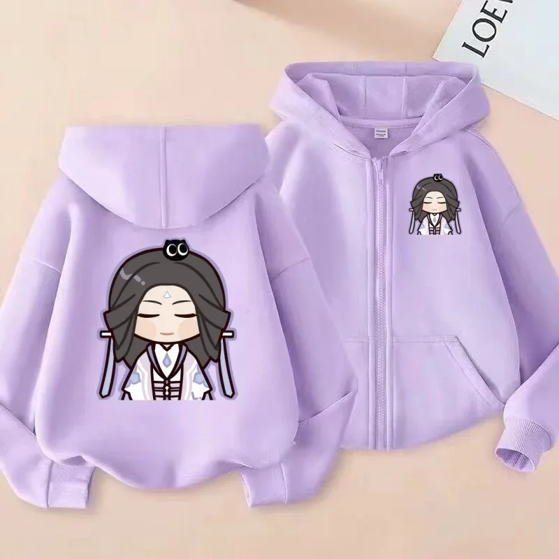 سويت شيرت بسحاب للأطفال Q-Version بغطاء للرأس مطبوع عليه الرسوم المتحركة للرجال والنساء، بلوزة عصرية غير رسمية #4