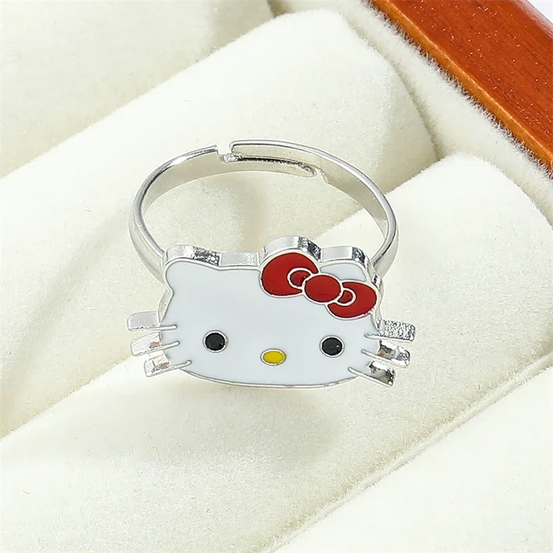 Sanrio Hello Kitty Bracelet Cute Anime Cartoon Fashion Women Necklace Lover Ring Jewelry bow sparkling Girl&Child Holiday Gifts