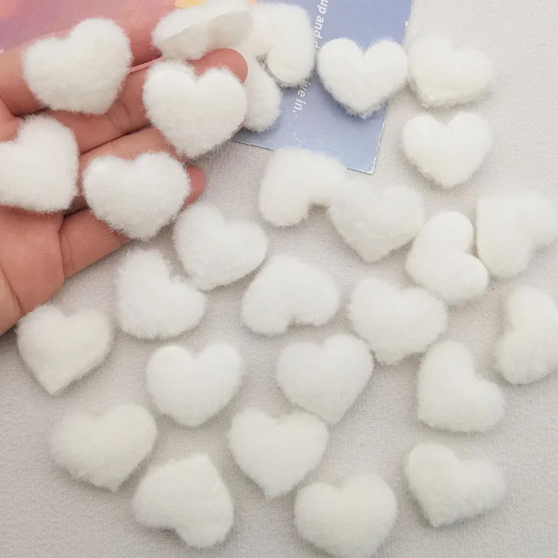 10Pcs Double-Sided Cute Plush Small Heart DIY Sewing Accessories, Fluffy Tiny Love Heart Patches for Clothes Socks Hats Bags Pro
