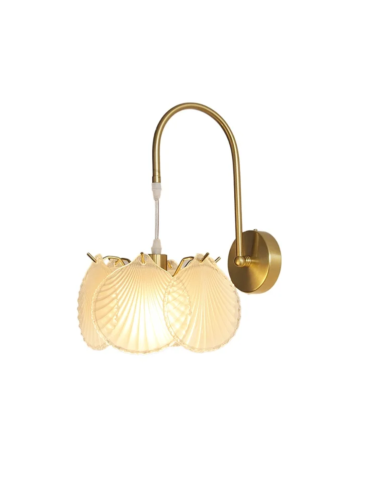 

French bedroom bedside lamp crystal wall lamp pearl light luxury modern simple warm small chandelier