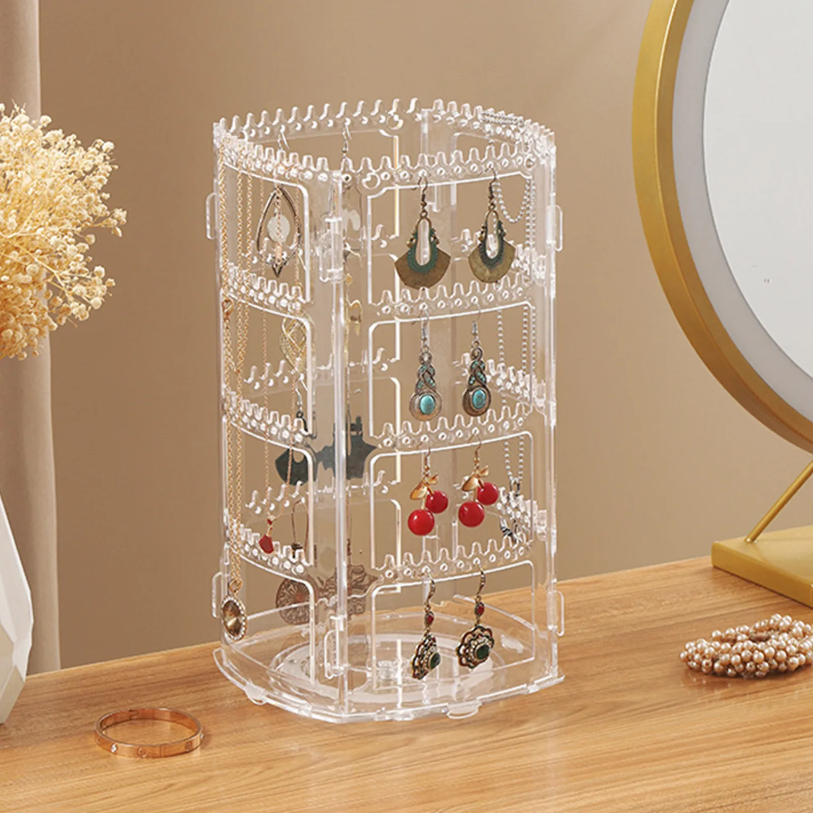 

Акриловая подставка для сережек, складной органайзер для украшений, подвесная подставка, прозрачный держатель для ожерелий и сережек, настольное хранение