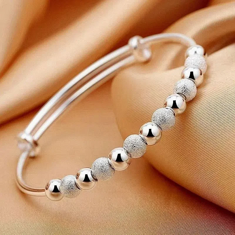 2024 New 925 Sterling Silver Lucky Beads Bracelet Push-pull Cufflinks For Women's Wedding  Engagement Jewelry Party Luxury Gifts