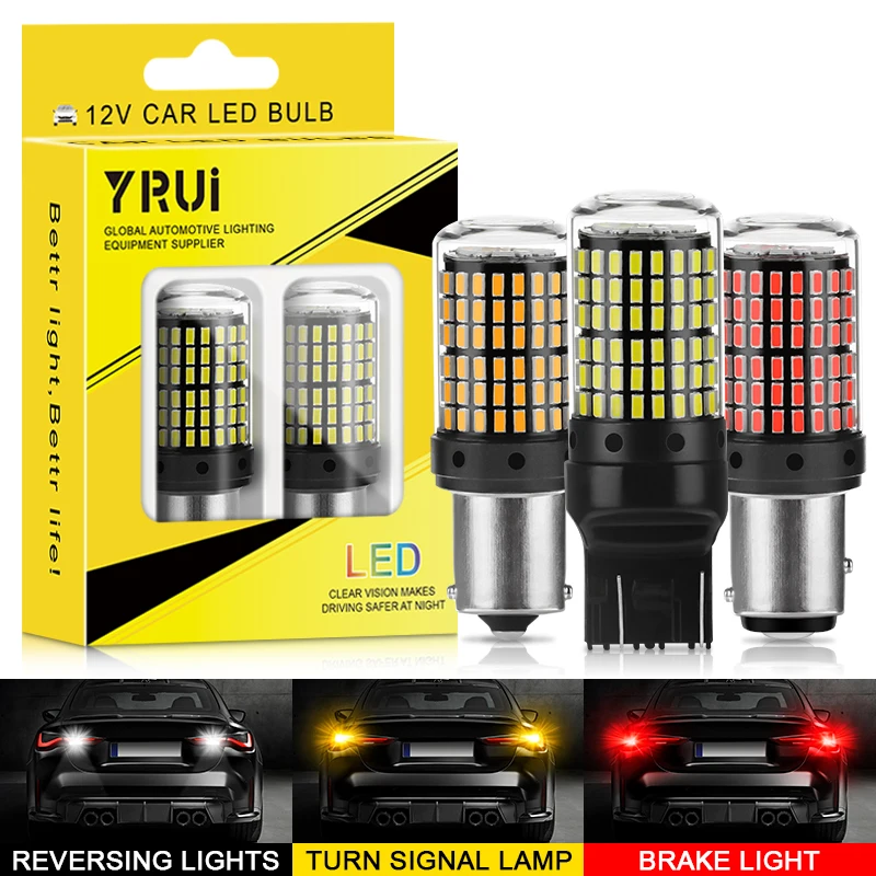 YiRui 2pcs 12-48V New LED Bulbs 144smd Lamp Reverse Turn Signal Light BA15S P21W BAU15S PY21W 7440 W21W P21/5W 1157 BAY15D