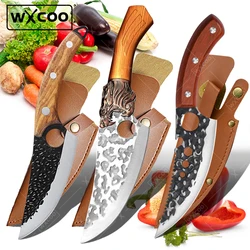 WXCOO Multifunctional Kitchen Knives Forged Hammered Chef's Knife Stainless Steel Sharp Boning Knife Meat Cleaver Fruit Peeler