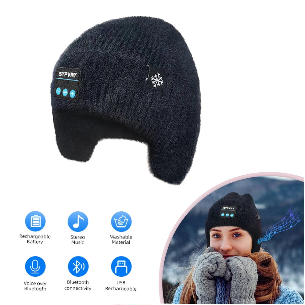 Bluetooth Hat Beanie, Headphones and Built-in Speaker Mic,Winter Unique Christmas Stocking Stuffers Gifts for Men Women Mens Dad