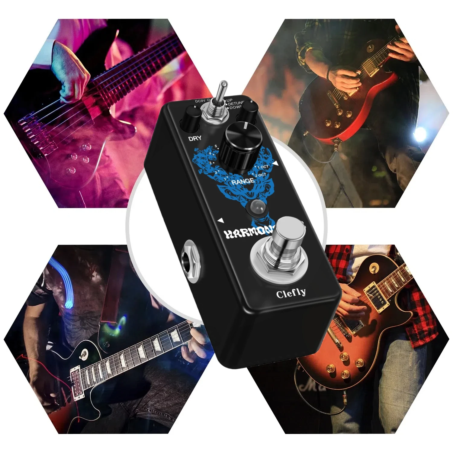 Clefly Guitar Pedal Harmonizer Digital Harmonist Pitch Effect Pedals Create Harmony Pitch Shift Harmonixed Detune HF-3