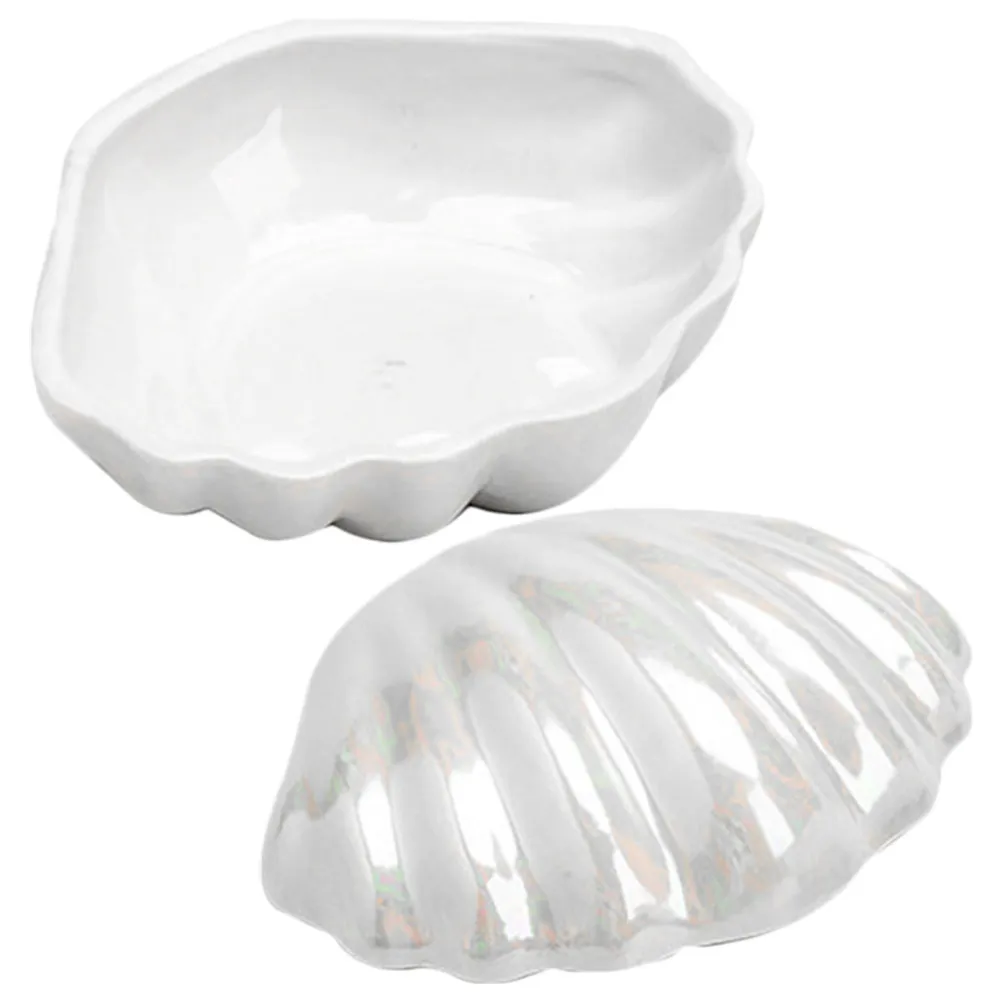 

Pearl Glazed Jewelry Box Shell Shaped Trinket Storage for Rings Earrings Necklaces Bracelets Display Case Gift Organizer Home