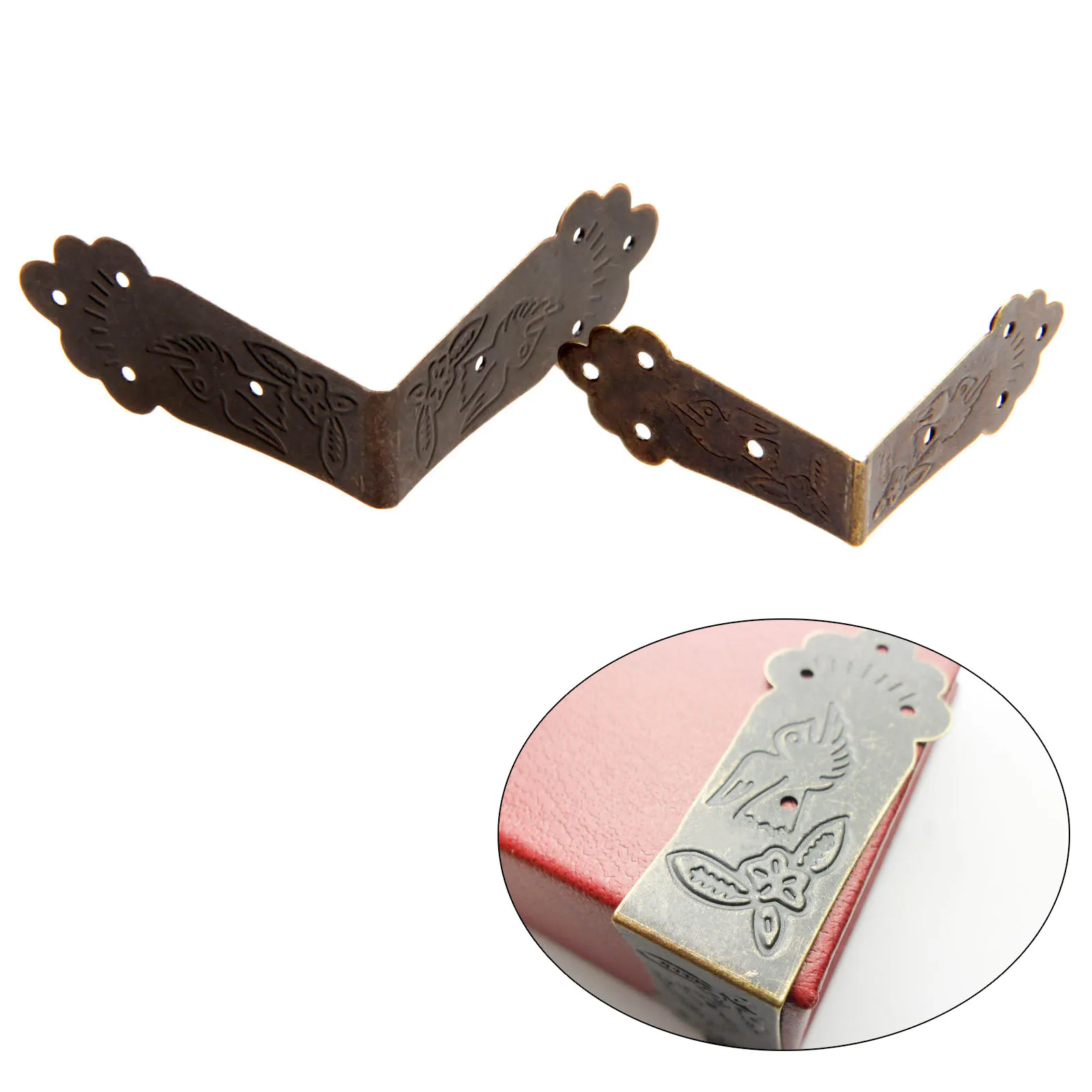 20Pcs Antique L Shaped Corner Guards Decorative Edge Corner Bracket Corner Protectors Guard Cover with Screws for Wooden Box