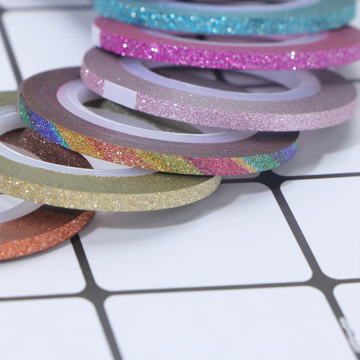 

2Mm Shiny Nail Art Line Sticker Tape Decals Set Manicure Diy Decoration Tool For Women Multi Color Sparkle Nail Design