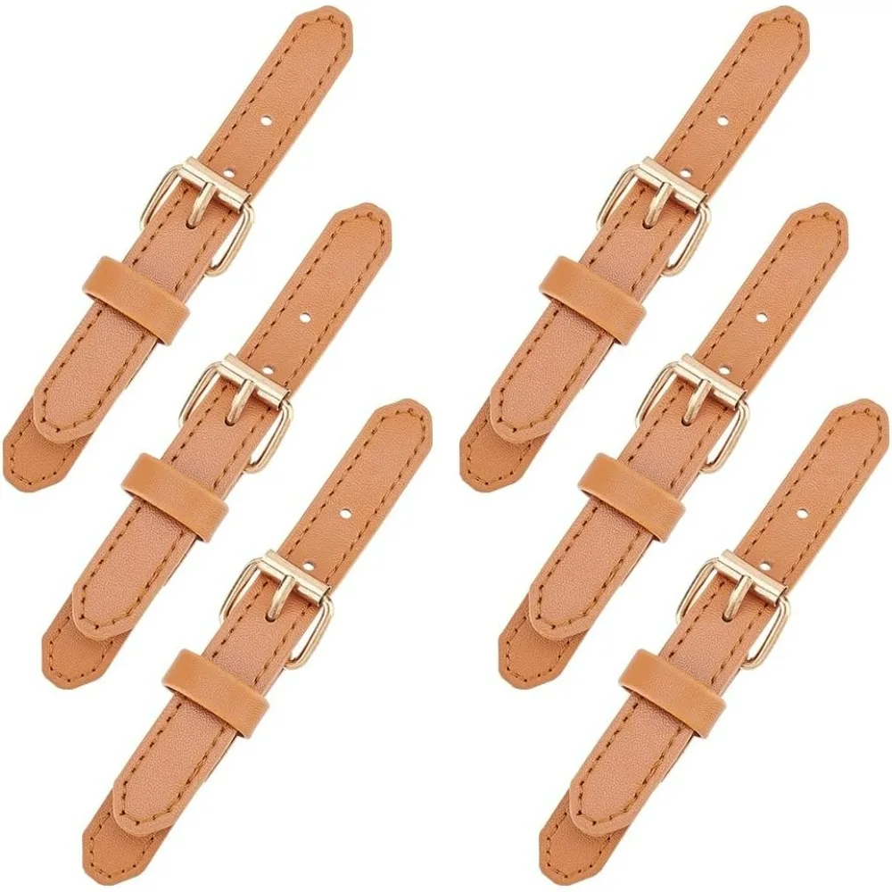 8 Pairs Leather Sew-On Toggles Closures Camel Leather Snap Toggle Sew On Duffle Jacket Buckle with Metal Clasp making kit