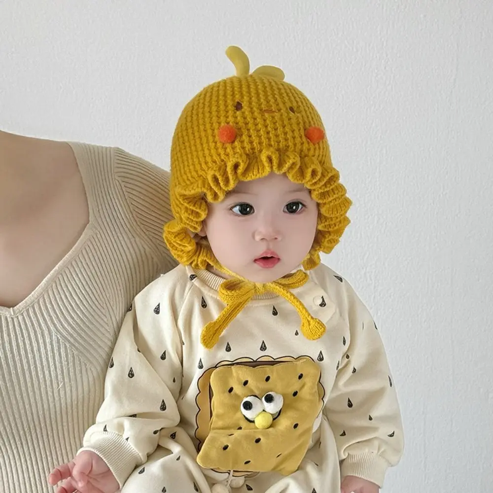 Soft Touch Cartoon Print Beanie Thick Warm Wind Proof Hat Stretchy Knitted Fabric Toddler Hat Kid