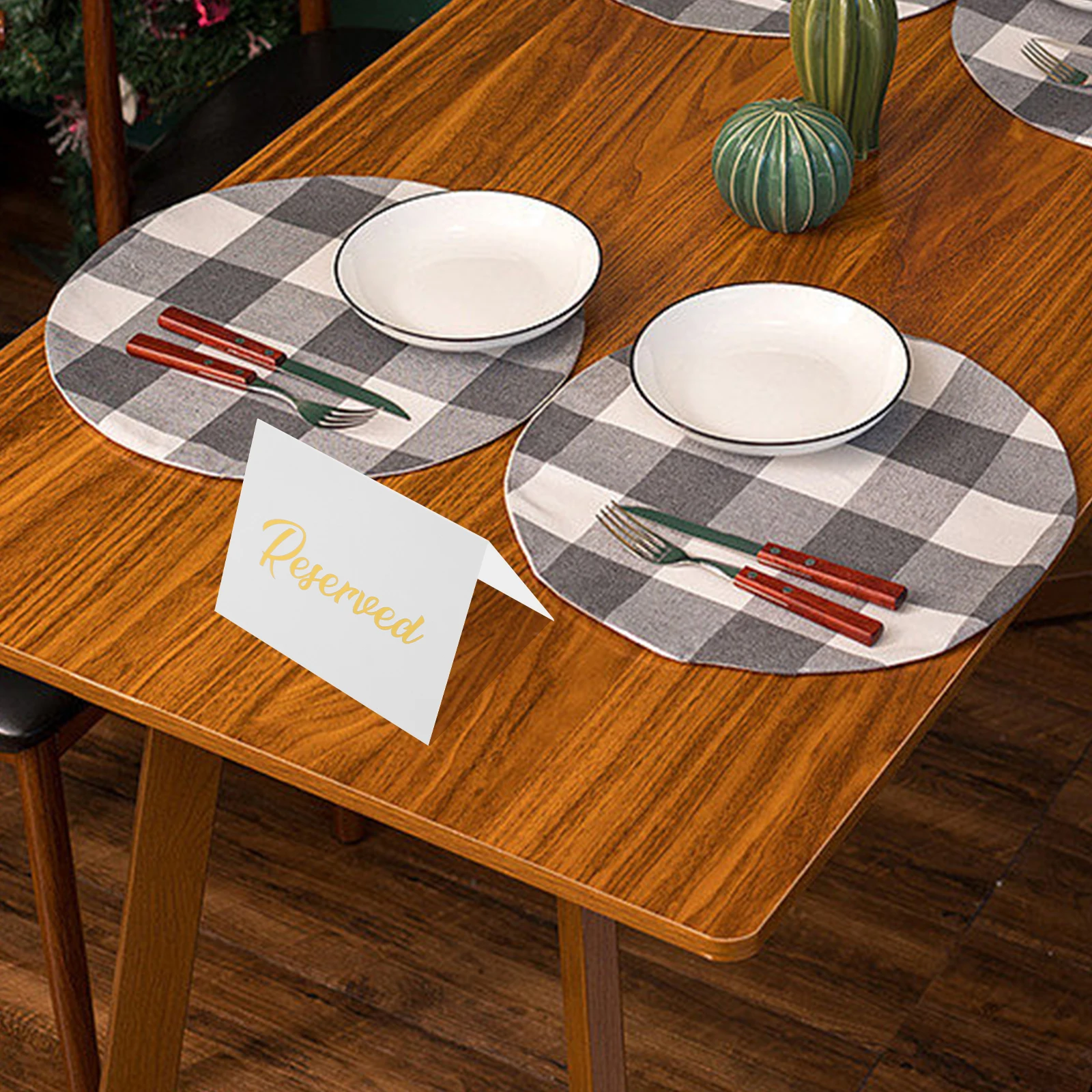 

50pcs Reserved Table Signs Double Sided Printing Gold Silver Wedding Party 3x4inch 762x101cm Seating Cards Banquet Place