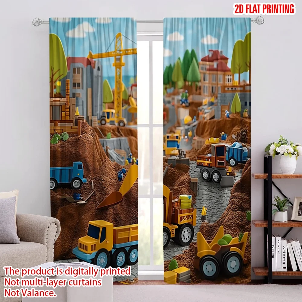

2pcs Drapes Excavator Spring Summer Durable 100% Polyester Fabric,Without Electricity Family Party Use for Bedroom living room
