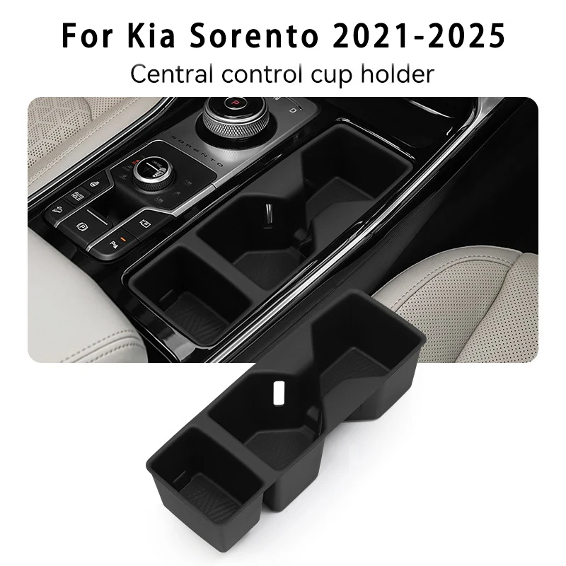 

For Kia Sorento 2021-2025 Center Console Cup Holder Shock Absorber Sleeve Storage Box Drink Organizer Modification Accessories