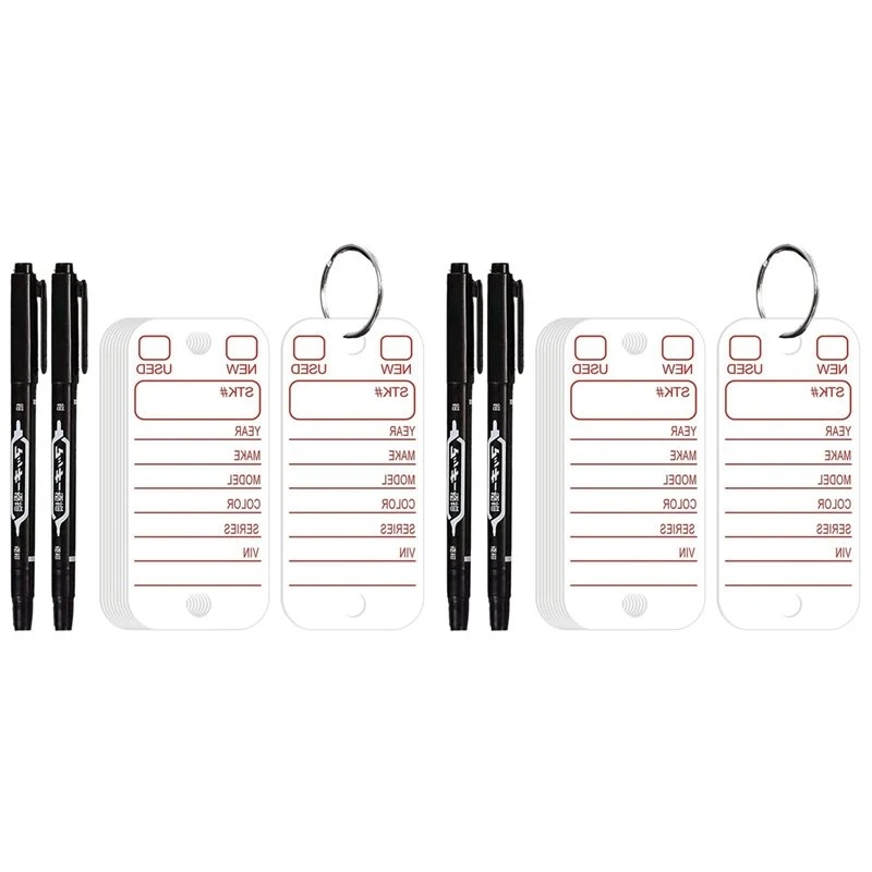TEXU PVC Tags With Labels And Rings, Car Key Tags For Organization, Identifiers, And Luggage Tags With Markers 400PCS White