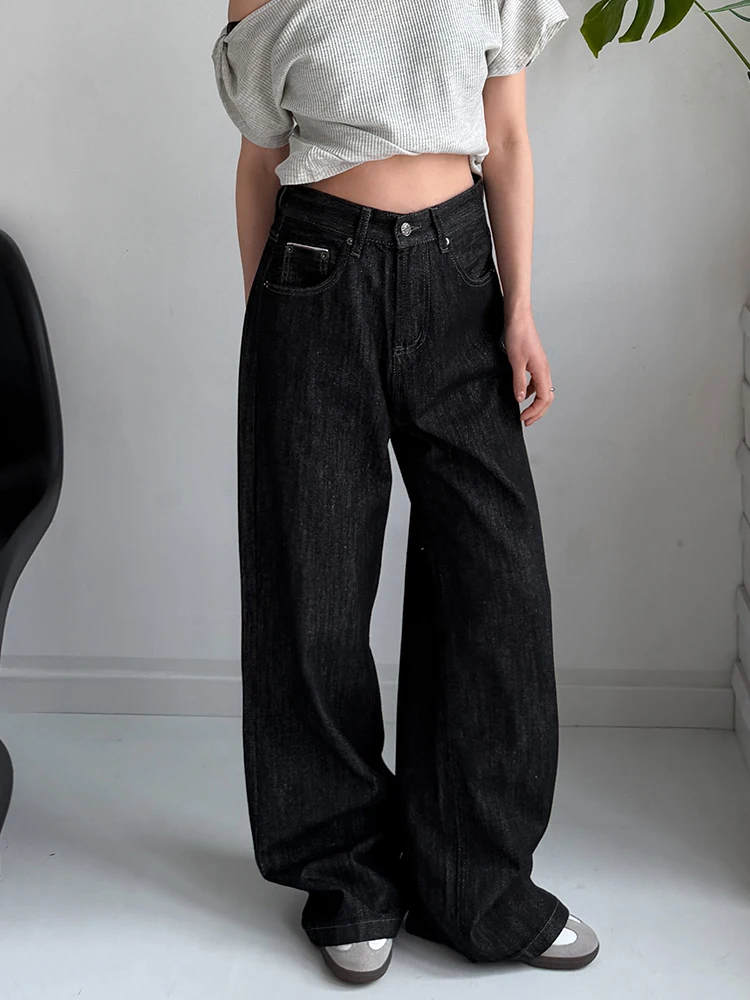 

Vintage High Waist Wide Leg Straight Cut Jeans Women's Loose Fit Casual Slimming Floor-Length Pants Versatile Basic Denim