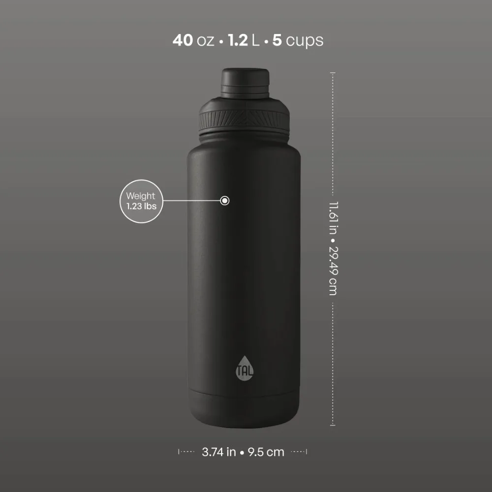 Edelstahl Ranger Wasserflasche 40oz, Schwarz