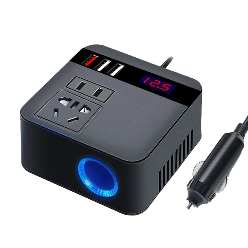 

150W Car Power Inverter 12V/24VDC to 110V/220VAC Converter Car Plug Adapter