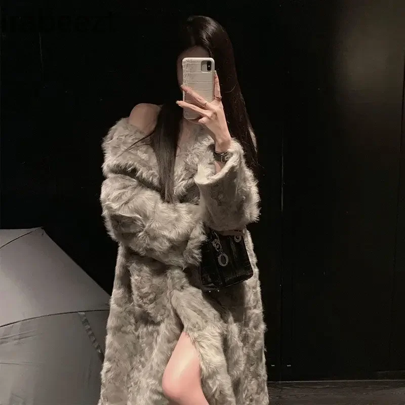 Imitation Toka Sheep-rolled Winter Jacket Women\'s Thick Warm High-grade Casacos De Inverno Feminino 2024 Long Faux Fur Coat