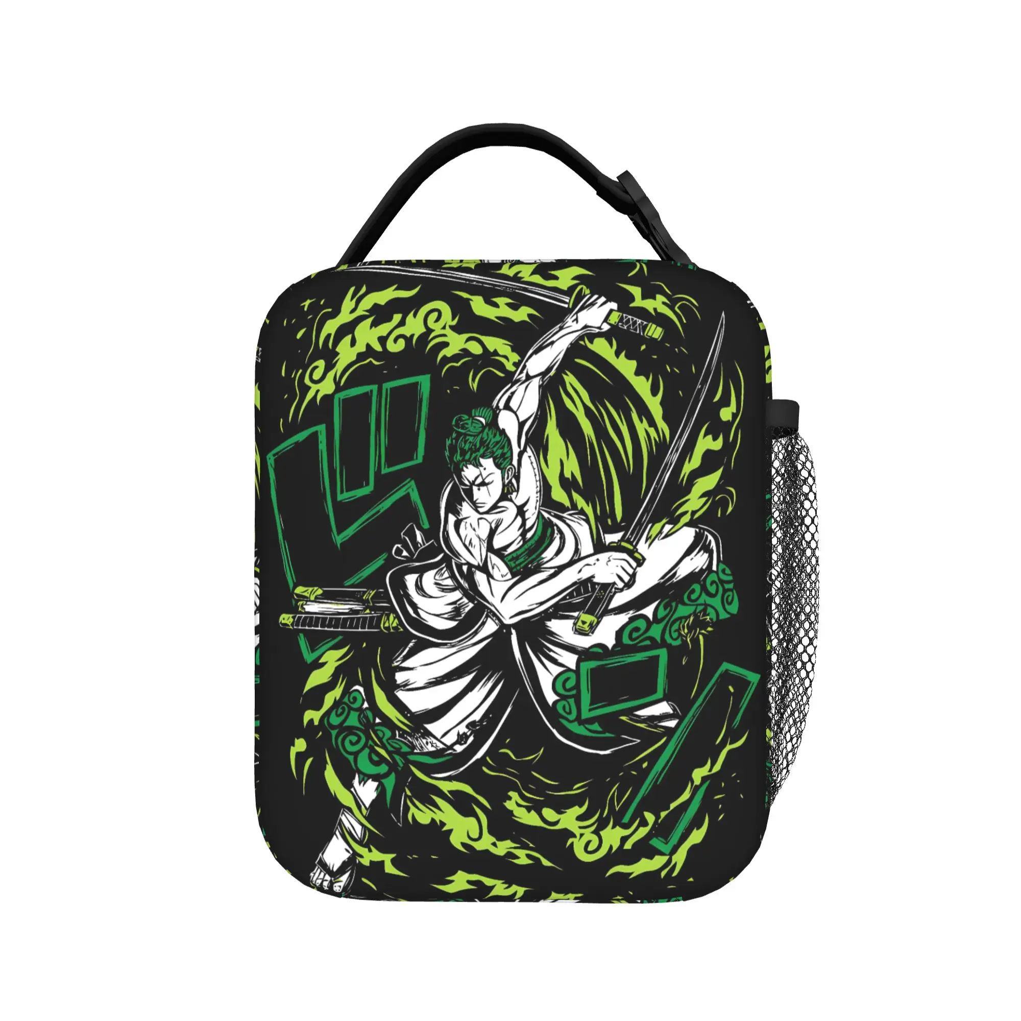 Lunch Bag Zoro Green Ink Anime School Lunch Box For Women  Cute Portable Graphic Design Thermal Tote Handbags