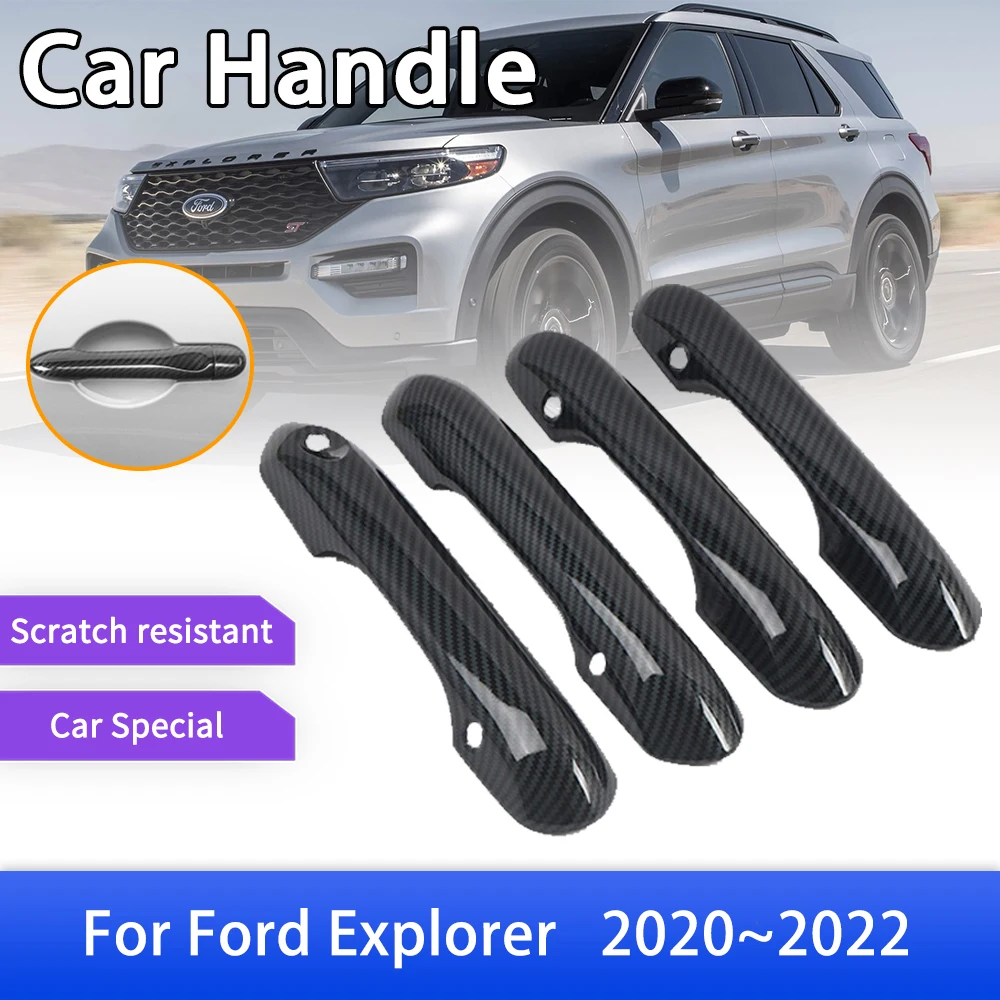 

Carbon Fiber Door Handle Cover Trim for Ford Explorer MK6 U625 2020 2021 2022 Car Exterior Protective Accessories Gadget Sticker