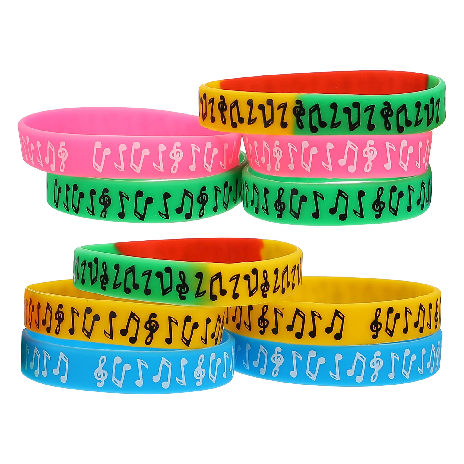 

10pcs Music Festival Wristbands Decorative Bracelets Silicone for Concert 5 Colors Lasting Syllable