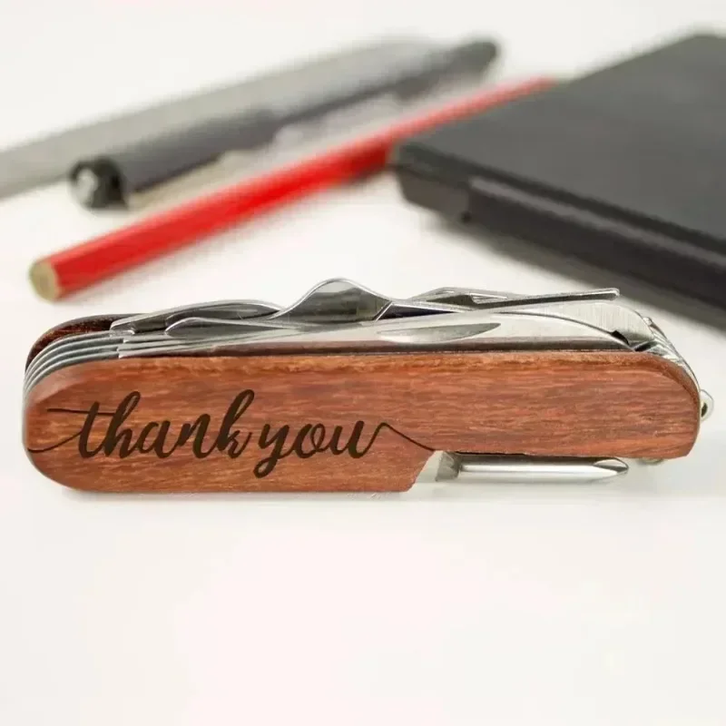 Laser Multifunctional Tool Wine Opener for Wedding Lover Custom LOGO Wooden Engrave Rose Wood Knife Personalize Festival Gift