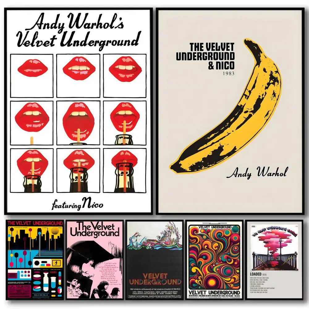 The V-Velvet U-Underground Painting Kalligraphie-Wandkunst-Poster auf Baumwoll-Leinwand, hochwertige Dekoration für Wohnzimmer und Heimdekoration