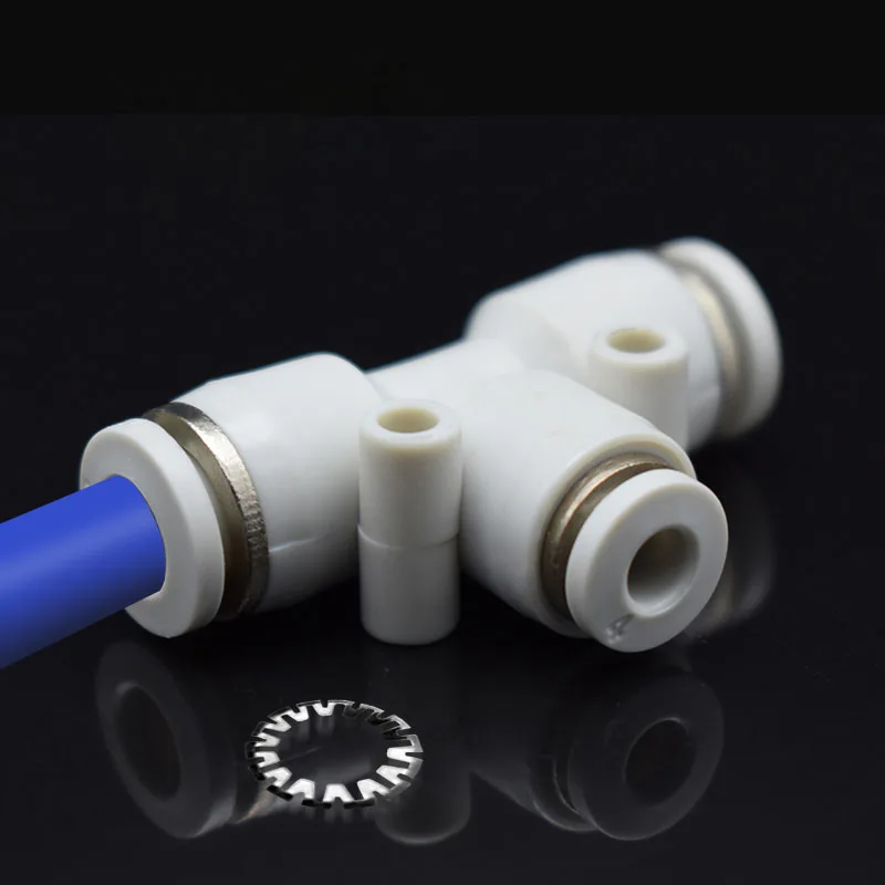 

T-Type White Plastic Three-Way PE Pneumatic Air Pipe Connector GPE-4/6/8/10/12/14/16 Quick Insertion Air Pipe Hose Element