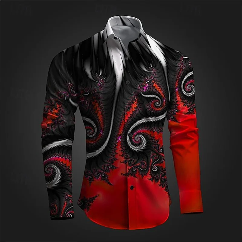 

Newest 3D Printed Long Sleeve Shirts For Men Cloths Vintage Lapel Button Tops Casual High Quality Streetwear Shirt Male Clothes