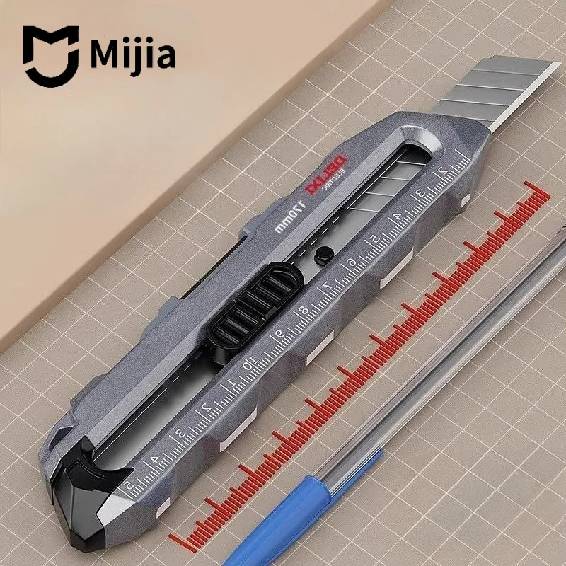 Mijia Delixi Portable Sharp 60 Degree Utility Knife Metal Stainless Steel Box Cutter Cutting Tools Package Opener Auto-Lock Tool